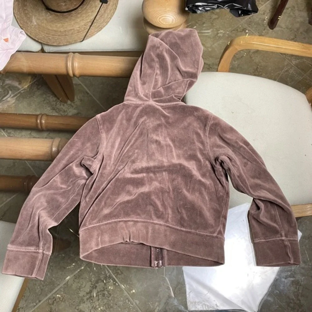 Vintage Y2K Gymboree Velour Hoodie Full Zip Up Embroidered Brown Girls Size 6‎